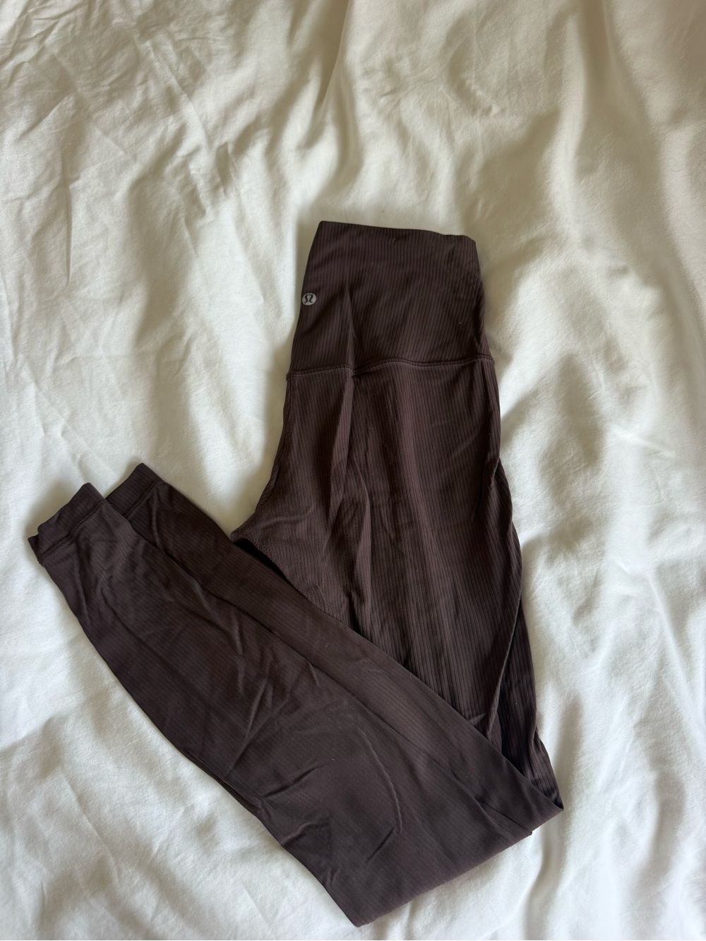 lululemon athletica Ribbed High-Rise Leggings in Deep Brown
